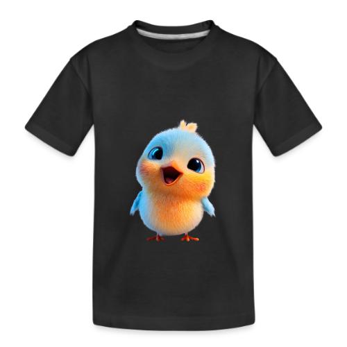 Colorful Cartoon Baby Bird in Orange and Blue - Kid's Premium Organic T-Shirt