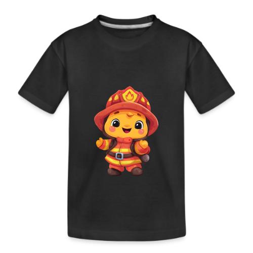 Cute Cartoon Firefighter in Red and Yellow Suit - Kid's Premium Organic T-Shirt