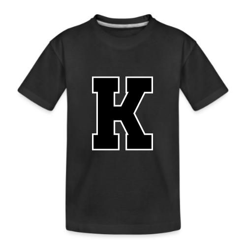 Varsity Letter K Collegiate Font Design - Kid's Premium Organic T-Shirt