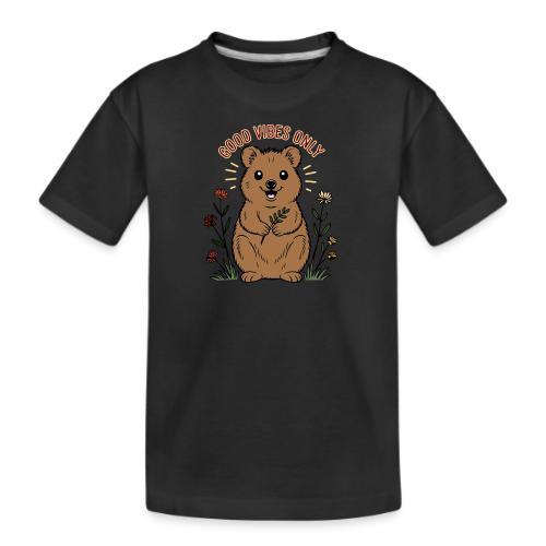 Positive Vibes Only - Happy Quokka with Flowers - Kid's Premium Organic T-Shirt