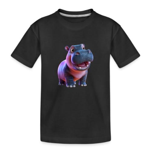 Smiling Cartoon Baby Hippo Standing - Kid's Premium Organic T-Shirt