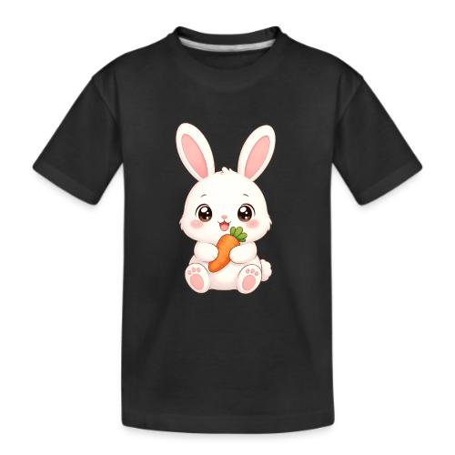 Cute Bunny Rabbit Holding Carrot – Kawaii Easter - Kid's Premium Organic T-Shirt