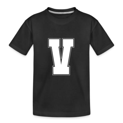White Letter V – Varsity Alphabet Monogram - Kid's Premium Organic T-Shirt