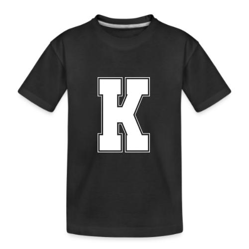 White Letter K – Varsity Alphabet Monogram - Kid's Premium Organic T-Shirt