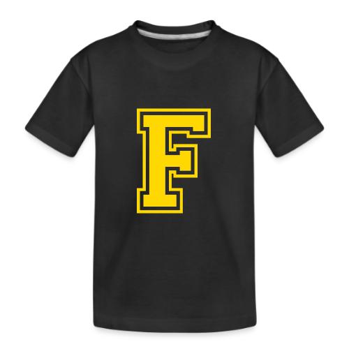 Letter F – Capital Athletic Alphabet Monogram - Kid's Premium Organic T-Shirt