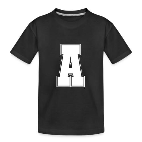 White Letter A – Varsity Alphabet Monogram - Kid's Premium Organic T-Shirt
