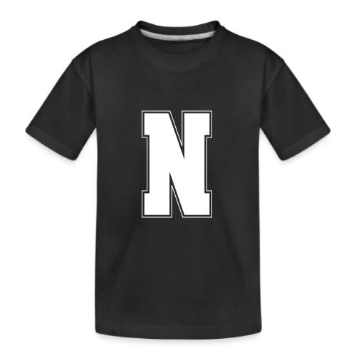 White Letter N – Varsity Alphabet Monogram - Kid's Premium Organic T-Shirt
