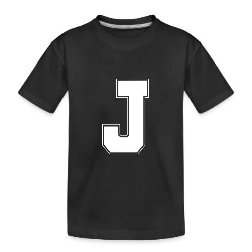 White Letter J – Varsity Alphabet Monogram - Kid's Premium Organic T-Shirt