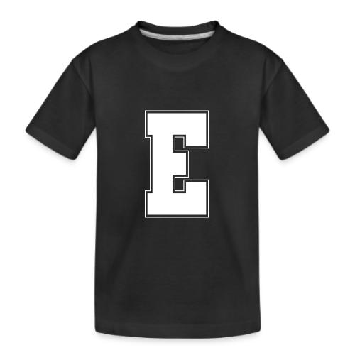 White Letter E – Varsity Alphabet Monogram - Kid's Premium Organic T-Shirt