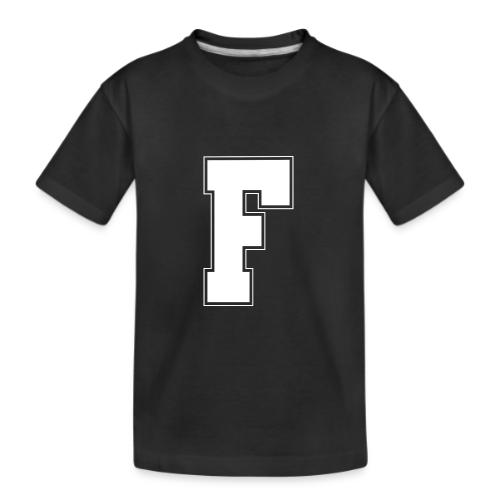White Letter F – Varsity Alphabet Monogram - Kid's Premium Organic T-Shirt