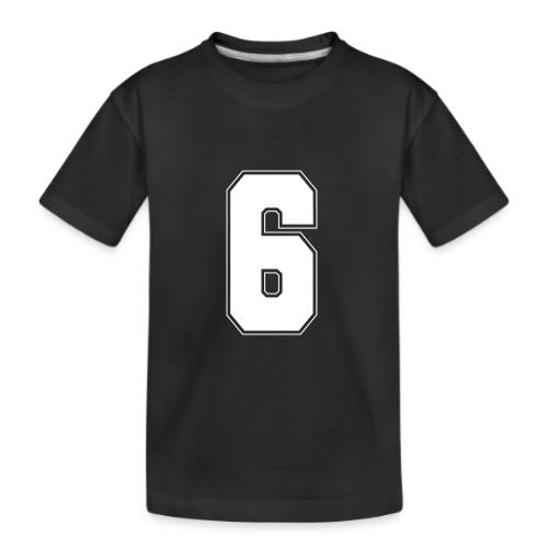 White Number 6 – Varsity Font - Kid's Premium Organic T-Shirt