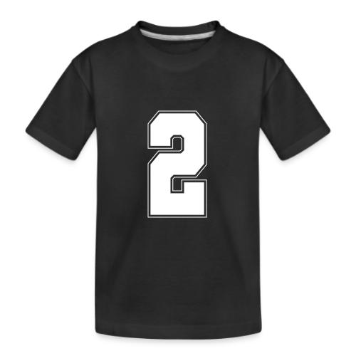 White Number 2 – Varsity Font - Kid's Premium Organic T-Shirt