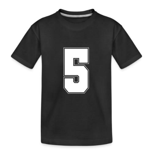 White Number 5 – Varsity Font - Kid's Premium Organic T-Shirt