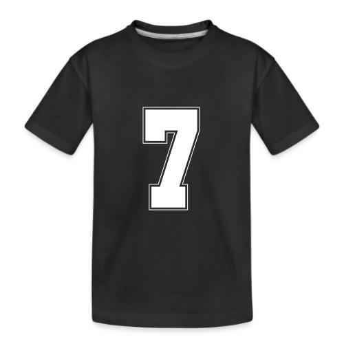 White Number 7 – Varsity Font - Kid's Premium Organic T-Shirt