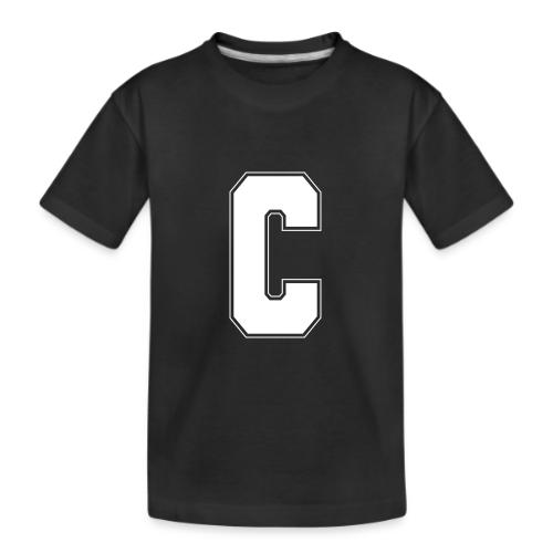 White Letter C – Varsity Alphabet Monogram - Kid's Premium Organic T-Shirt