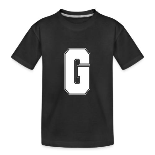 White Letter G – Varsity Alphabet Monogram - Kid's Premium Organic T-Shirt