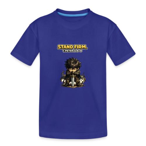 Stand Firm Chibi Warrior | 1 Peter 5:8-9 - Kid's Premium Organic T-Shirt