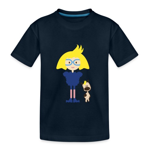 Blondie Girl With Her Blue Eyeglasses - Kid's Premium Organic T-Shirt