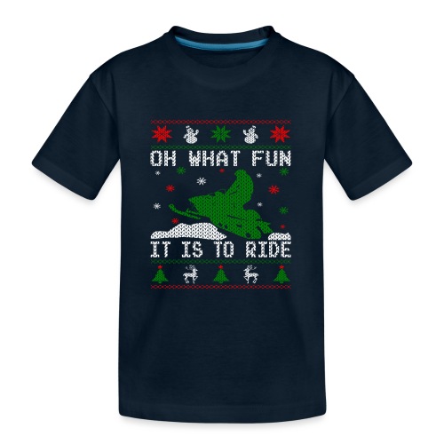 Oh What Fun Snowmobile Ugly Sweater style - Kid's Premium Organic T-Shirt