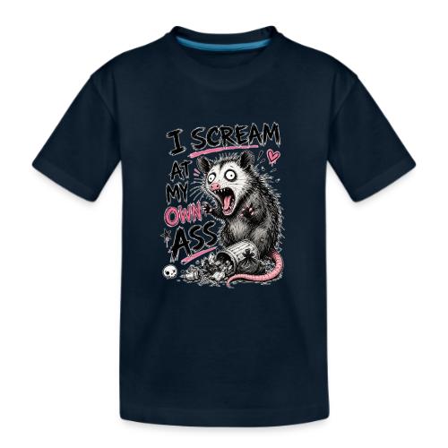 Funny Opossum Screaming Graphic Tee - Kid's Premium Organic T-Shirt