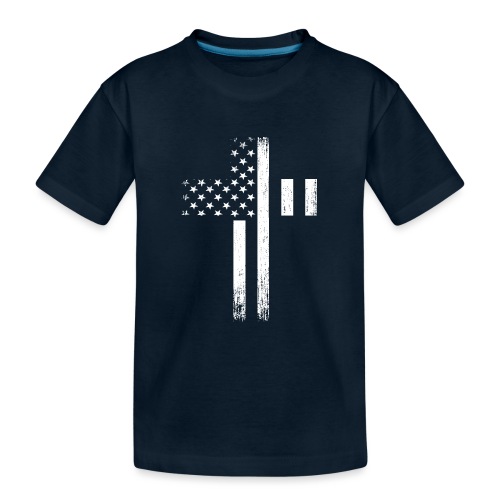 Vintage USA Flag Cross - Kid's Premium Organic T-Shirt