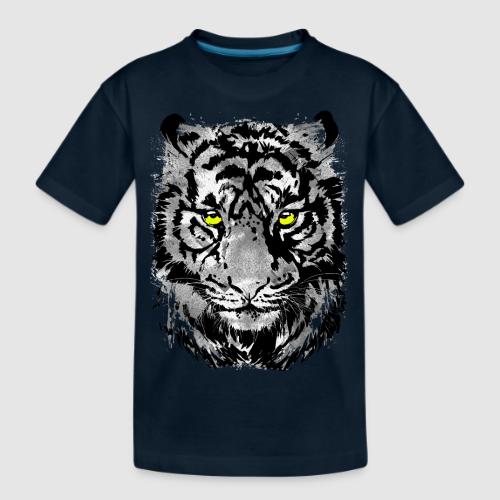 Gray Tiger Head Drawing - Black and white Tiger - Kid's Premium Organic T-Shirt