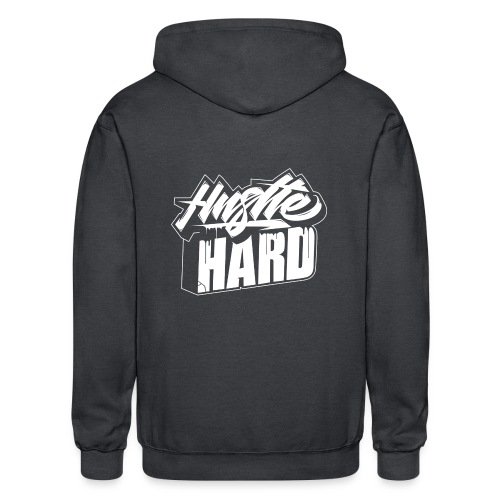 HUSTLE HARD LOGO - Gildan Heavy Blend Adult Zip Hoodie