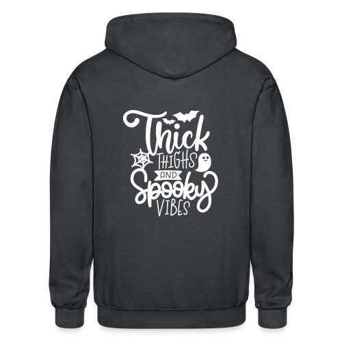 Thick Thighs and Spooky Vibes Halloween T Shirt - Gildan Heavy Blend Adult Zip Hoodie