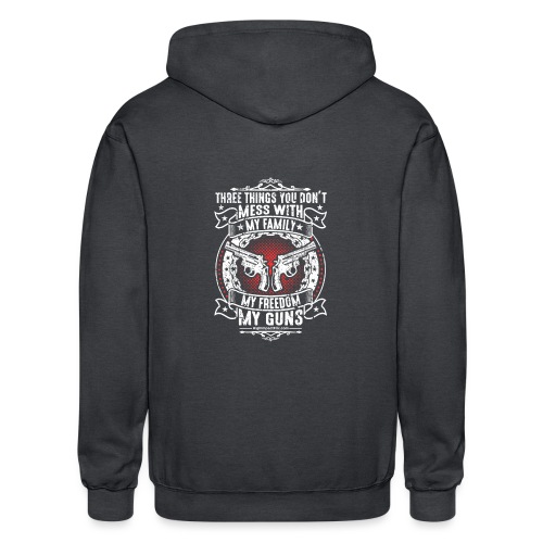 Three Things You Don't Mess with WHITE - Gildan Heavy Blend Adult Zip Hoodie