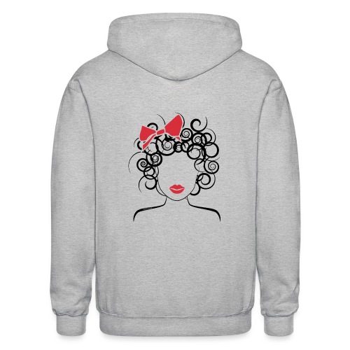 Curly Girl with Red Bow - Gildan Heavy Blend Adult Zip Hoodie