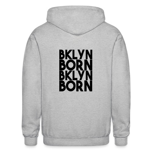 BKLYN Born Bold Repeat Black Graphic - Gildan Heavy Blend Adult Zip Hoodie