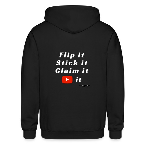 Flip It White Design T-Shirt - Back Flip Inverted - Gildan Heavy Blend Adult Zip Hoodie