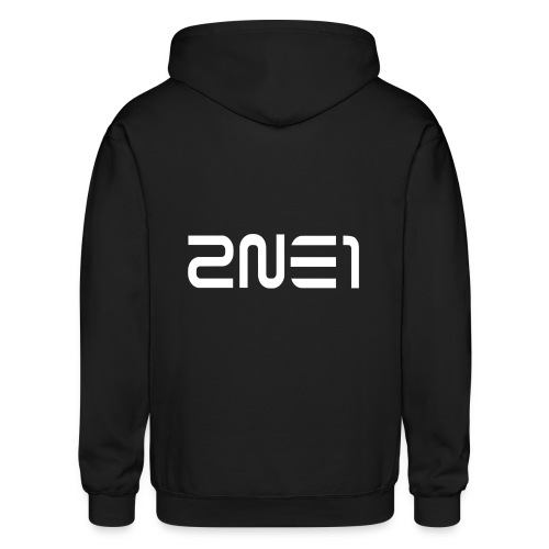 2NE1 Logo in White Women's V-Neck - Gildan Heavy Blend Adult Zip Hoodie