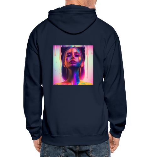 Waking Up on the Right Side of Bed - Drip Portrait - Gildan Heavy Blend Adult Zip Hoodie