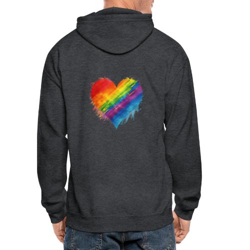 Watercolor Rainbow Pride Heart - LGBTQ LGBT Pride - Gildan Heavy Blend Adult Zip Hoodie
