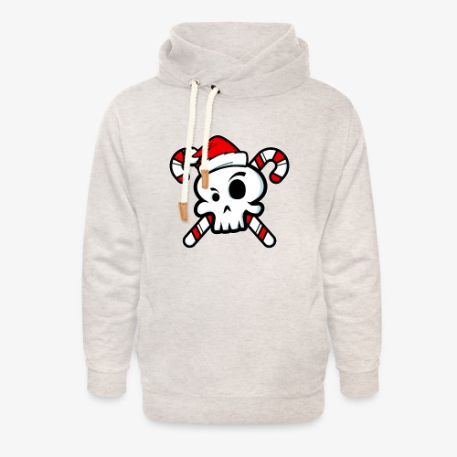Cute Santa Skull and Cross Bone Candy Canes - Unisex Shawl Collar Hoodie