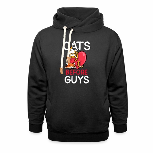 two cats before guys heart anti valentines day - Unisex Shawl Collar Hoodie