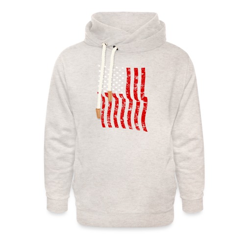 Vintage Waving USA Flag Patriotic T-Shirts Design - Unisex Shawl Collar Hoodie