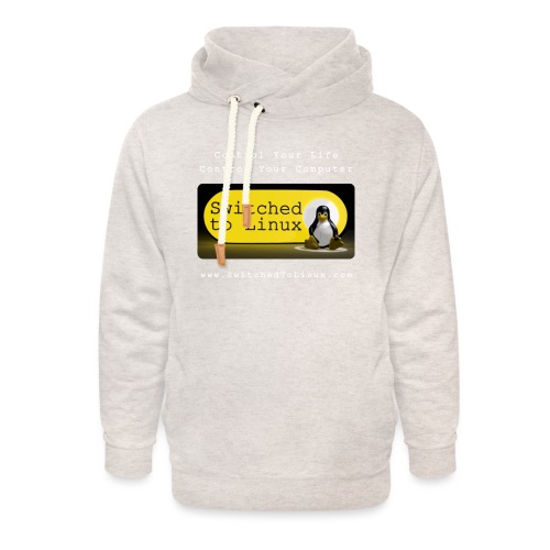 Switched To Linux Logo and White Text - Unisex Shawl Collar Hoodie