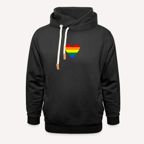 Gay Pride Rainbow Heart Funky - Unisex Shawl Collar Hoodie