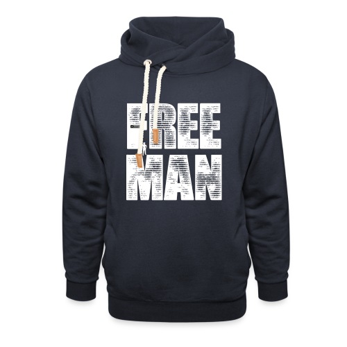 FREE MAN - White Graphic - Unisex Shawl Collar Hoodie