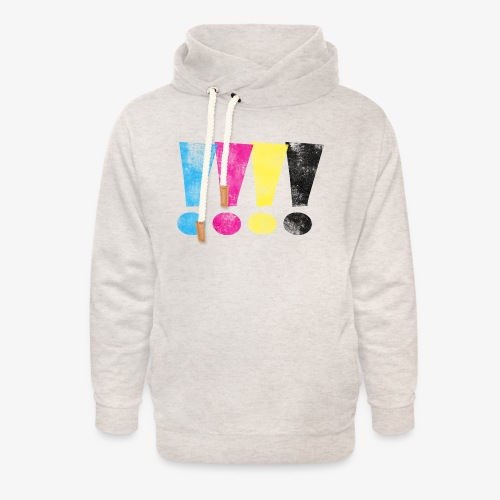 Distressed CMYK Exclamation Points - Unisex Shawl Collar Hoodie