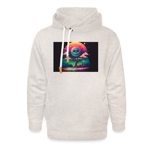 A Full Skull Moon Smiles Down On You - Psychedelic - Unisex Shawl Collar Hoodie
