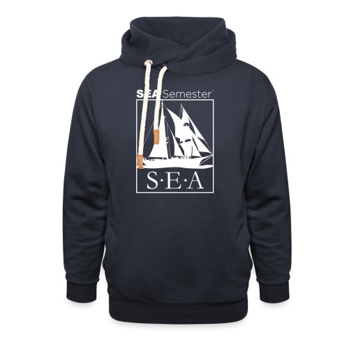 SEA_logo_WHITE_eps - Unisex Shawl Collar Hoodie