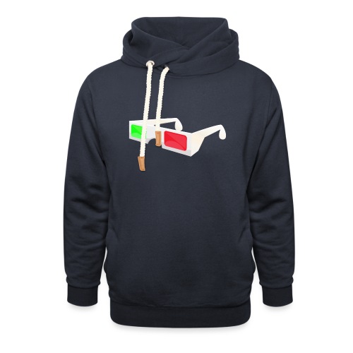 3D red green glasses - Unisex Shawl Collar Hoodie