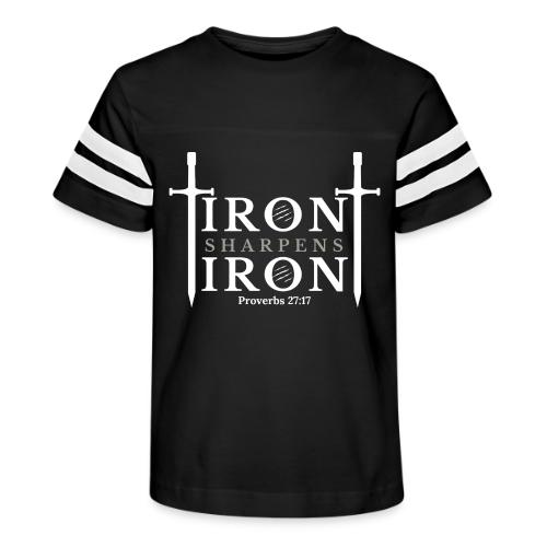 Iron Sharpens Iron - Proverbs 27:17 (White & Grey) - Kid's Football Tee