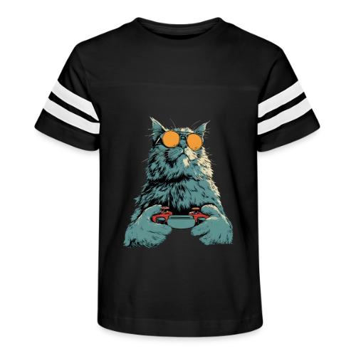 Cat: Fluff Mode On - Kid's Football Tee