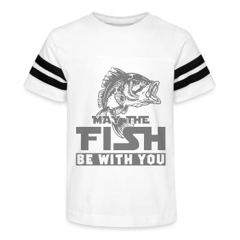 Fish Fishing - Kid's Football Tee - black/white - Front