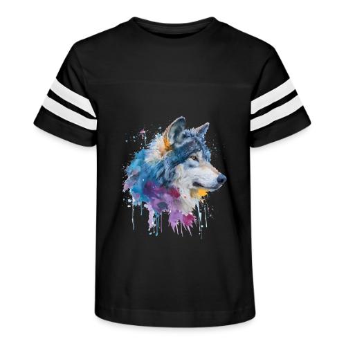 Splash-Art Wolf Head - Kid's Football Tee