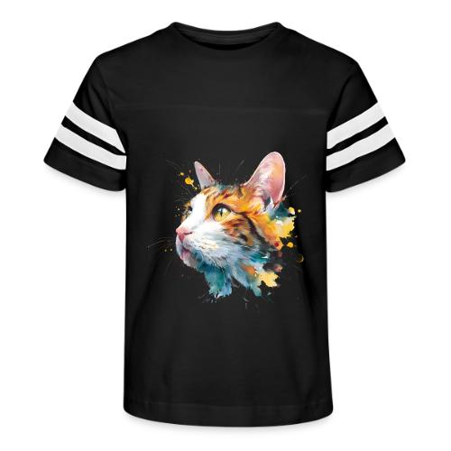 Cat: Feline Ink Burst - Kid's Football Tee
